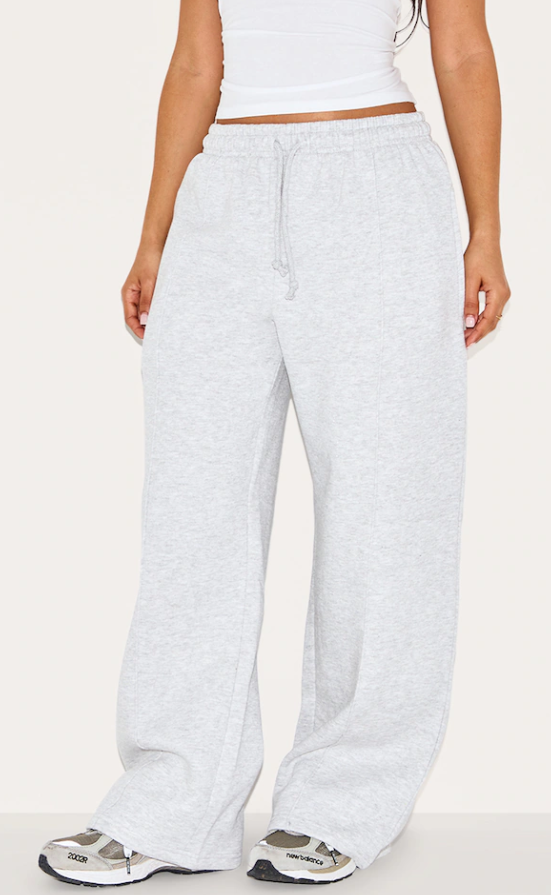 Nara Petite Ash Grey Pintuck Straight Leg Track Pants